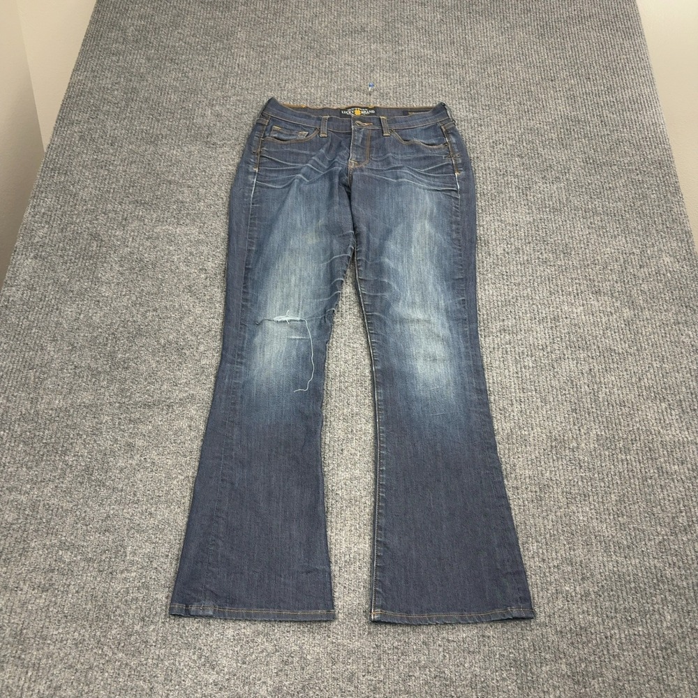 Lucky Brand Sofia Boot Jeans Womens 4‎ Blue Cotton Blend Distressed Bootcut Boho
